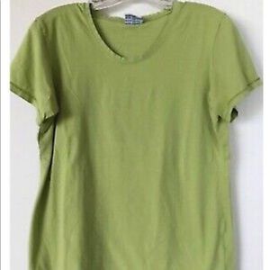 Columbia Sz L Green Lime Round Neck Short Sleeve Cotton Top
